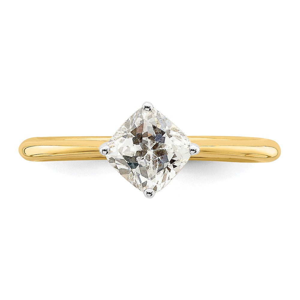 14k (Holds 1 carat (6.00 mm) Cushion-cut) 4-Prong with .03 carat Diamond Leaf Design Semi-Mount Engagement Ring
