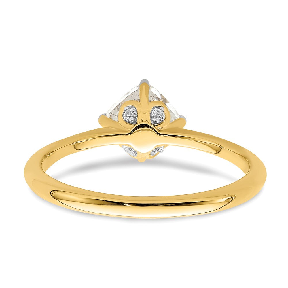 14k (Holds 1 carat (6.00 mm) Cushion-cut) 4-Prong with .03 carat Diamond Leaf Design Semi-Mount Engagement Ring
