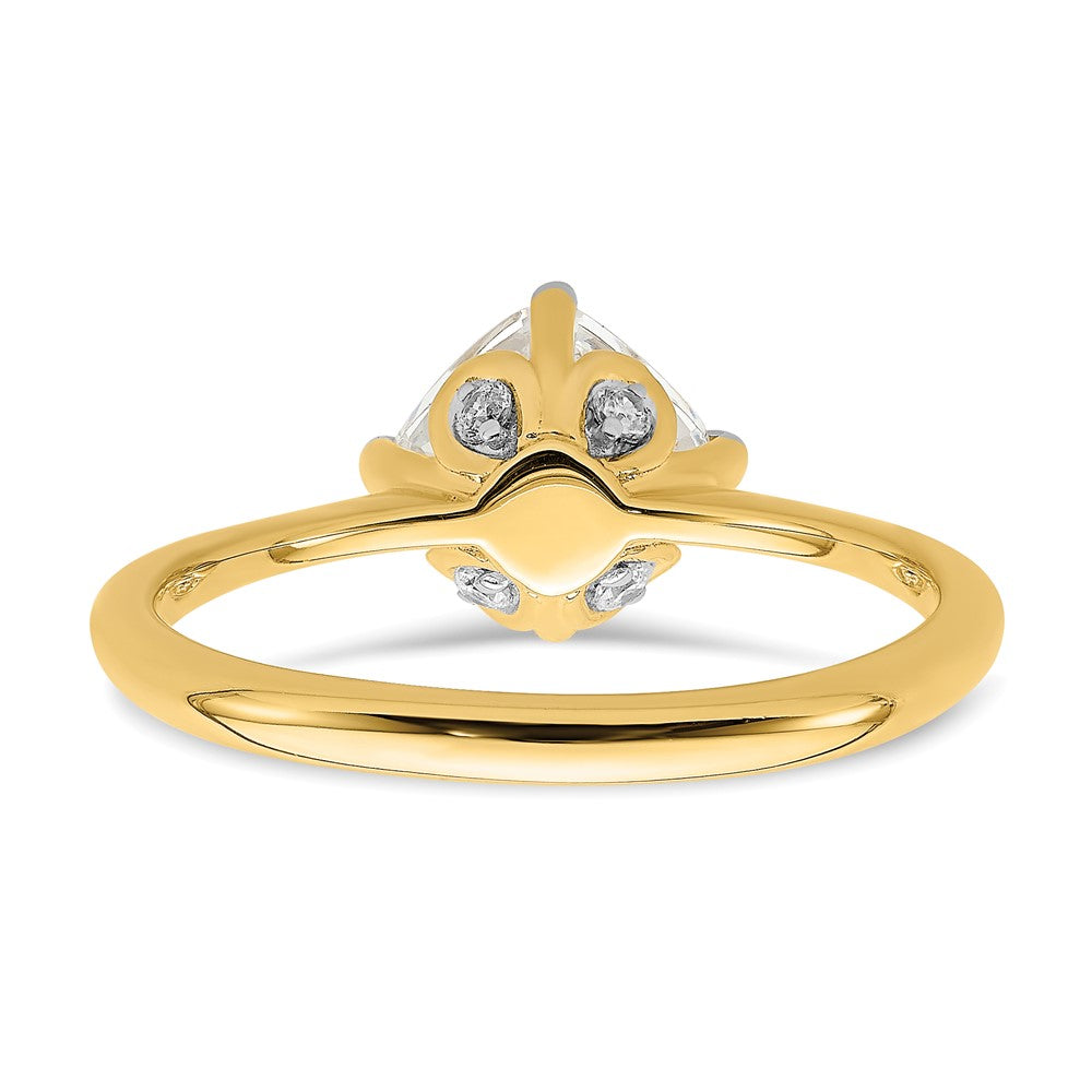 14k (Holds 1.5 carat (7.00 mm) Cushion-cut) 4-Prong with 1/20 carat Diamond Leaf Design Semi-Mount Engagement Ring