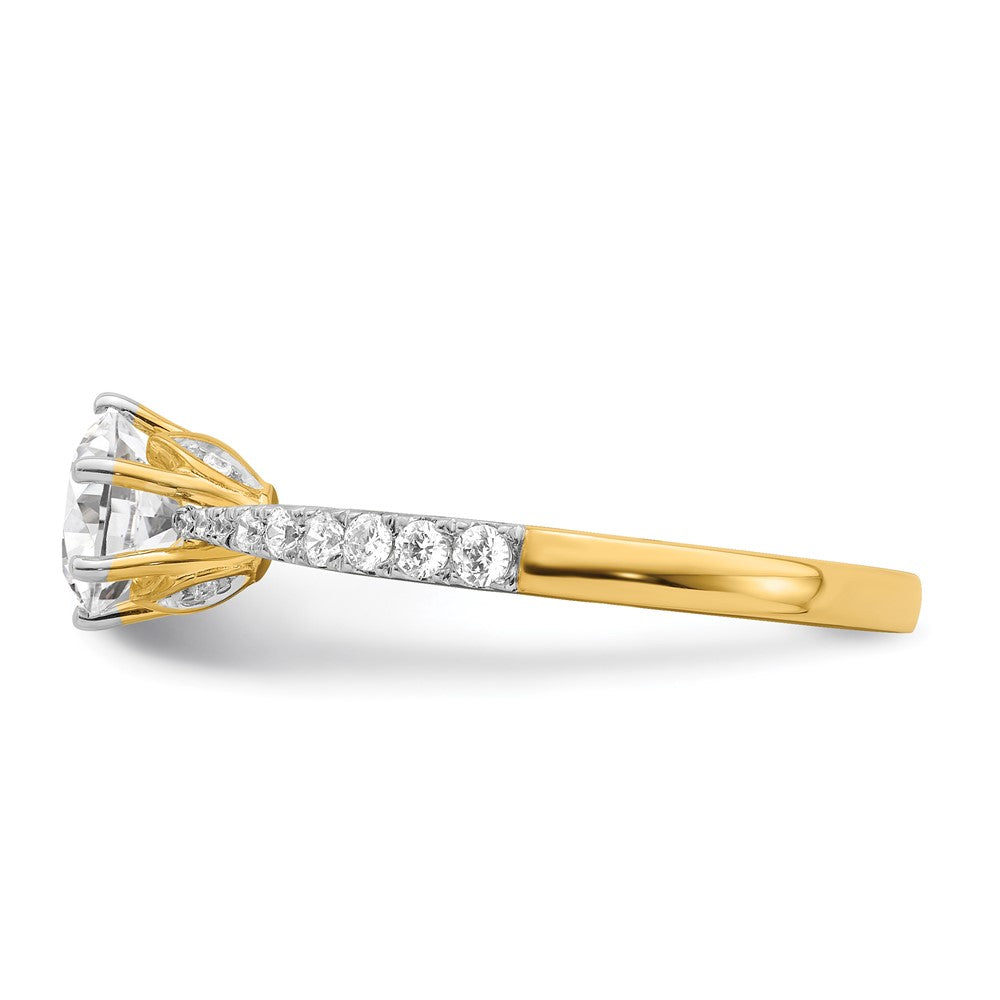 14k Gold Leaf Design (Holds 3/4 carat (5.8mm) Round Center) 1/4 carat Diamond Semi-Mount Engagement Ring