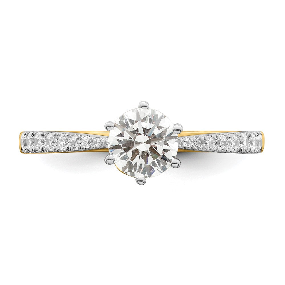 14k Gold Leaf Design (Holds 3/4 carat (5.8mm) Round Center) 1/4 carat Diamond Semi-Mount Engagement Ring