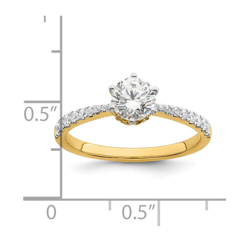14k Gold Leaf Design (Holds 3/4 carat (5.8mm) Round Center) 1/4 carat Diamond Semi-Mount Engagement Ring