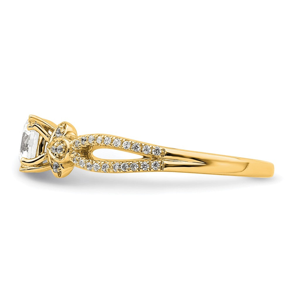 14k Split Shank (Holds 1/2 carat (5.2mm) Round Center) 1/6 carat Diamond Semi-Mount Engagement Ring