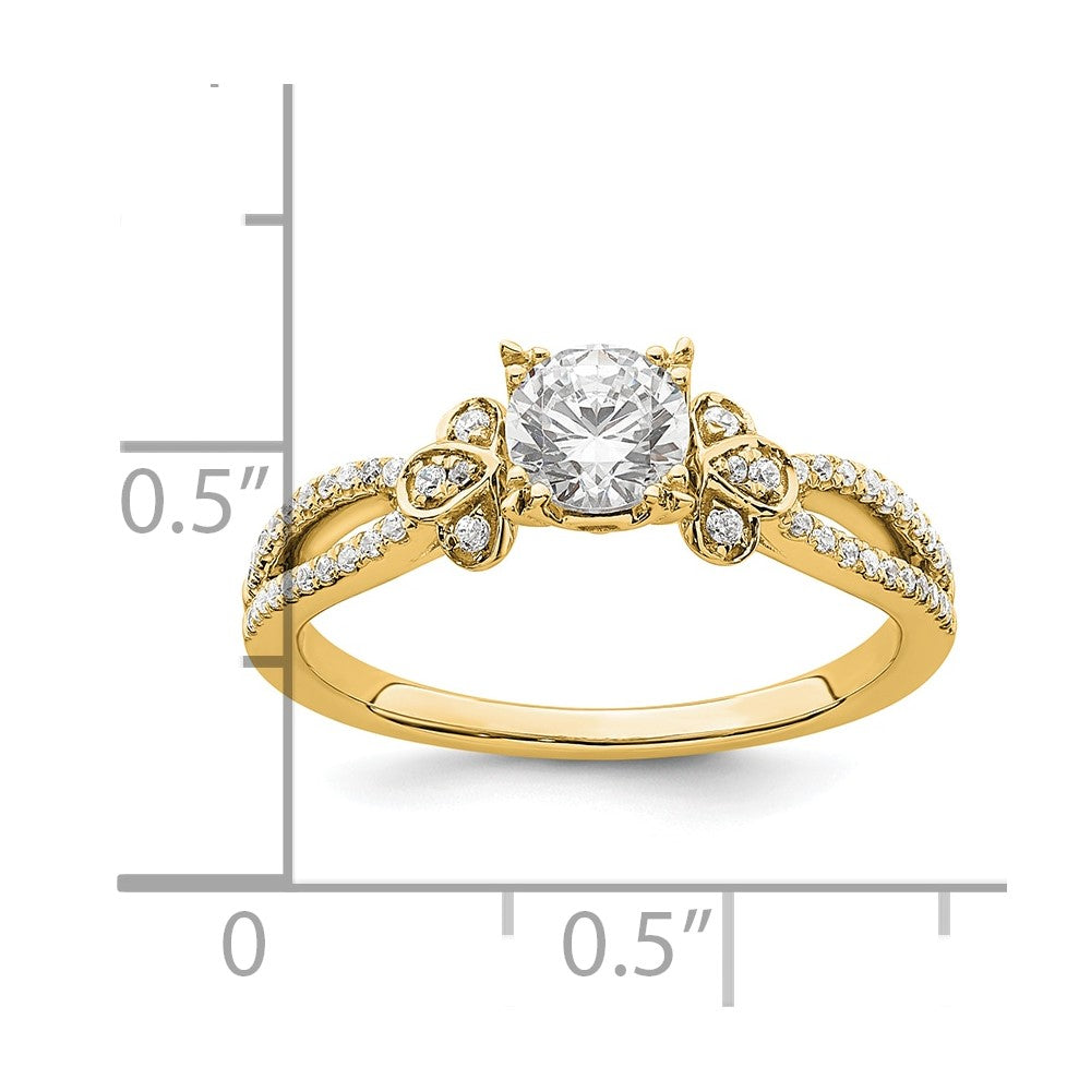 14k Split Shank (Holds 1/2 carat (5.2mm) Round Center) 1/6 carat Diamond Semi-Mount Engagement Ring