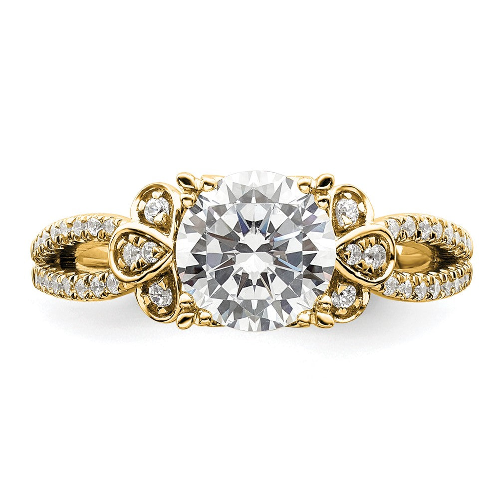 14k Split Shank (Holds 1.5 carat (7.5mm) Round Center) 1/4 carat Diamond Semi-Mount Engagement Ring