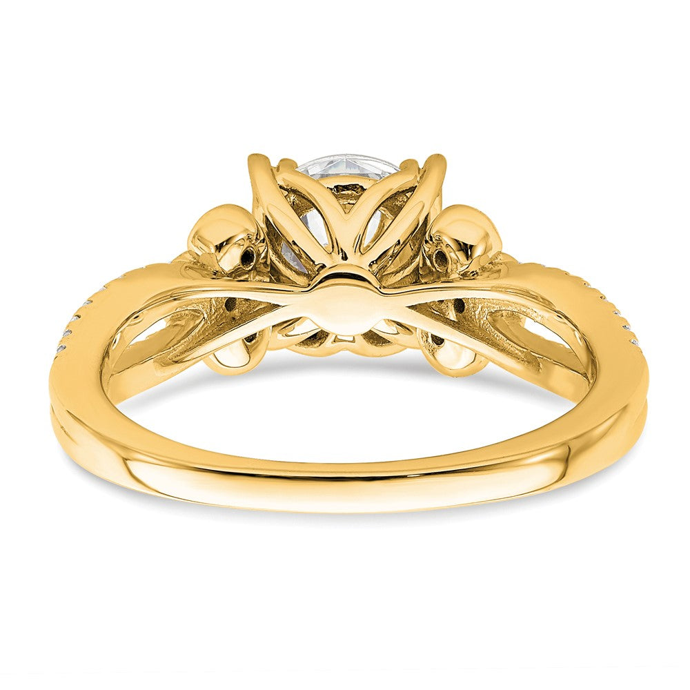 14k Split Shank (Holds 1.5 carat (7.5mm) Round Center) 1/4 carat Diamond Semi-Mount Engagement Ring