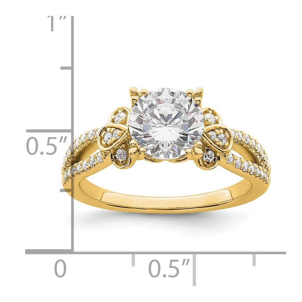 14k Split Shank (Holds 1.5 carat (7.5mm) Round Center) 1/4 carat Diamond Semi-Mount Engagement Ring