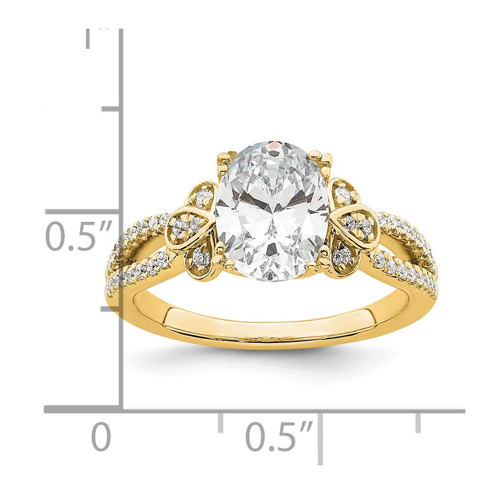 14k Split Shank (Holds 1.5 carat (9.2x6.9mm) Oval Center) 1/4 carat Diamond Semi-Mount Engagement Ring