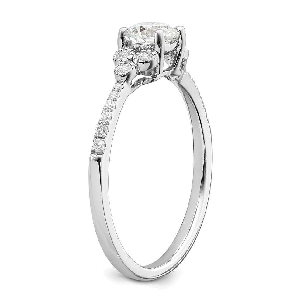 14k White Gold (Holds 1/2 carat (5.2mm) Round Center) 1/8 carat Diamond Semi-mount Engagement Ring