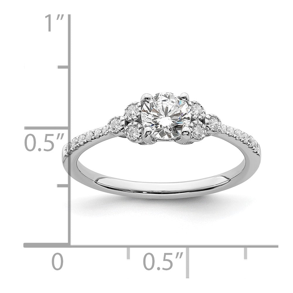 14k White Gold (Holds 1/2 carat (5.2mm) Round Center) 1/8 carat Diamond Semi-mount Engagement Ring