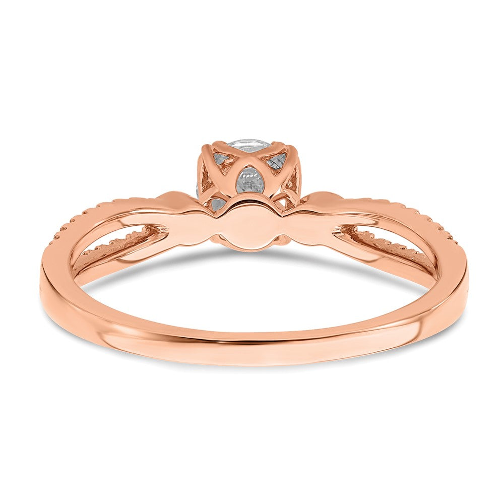 14K Rose Gold 2-Row (Holds 1/2 carat (5.2mm) Round Center) 1/8 carat Diamond Semi-Mount Engagment Ring