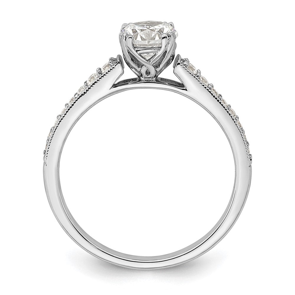 14k White Gold (Holds 3/4 carat (5.8mm) Round Center) 1/6 carat Diamond Semi-Mount Engagement Ring