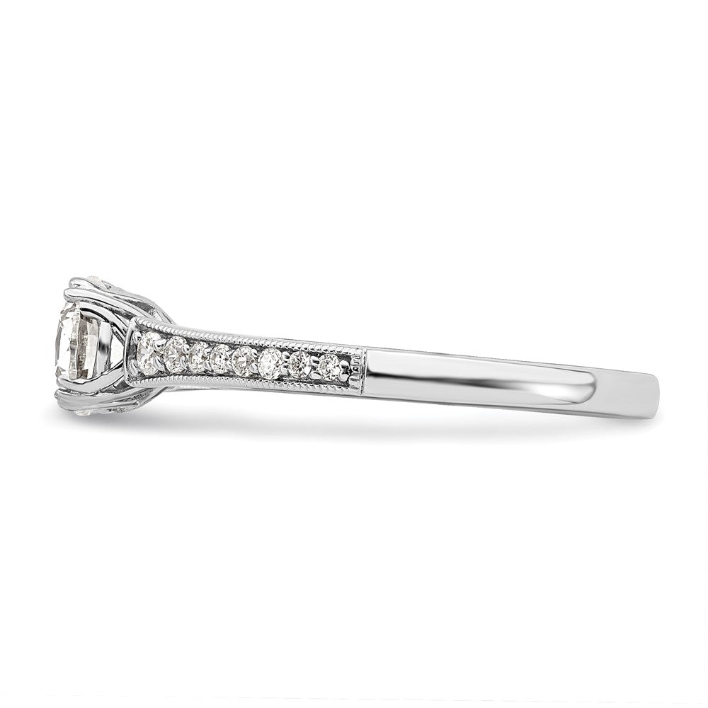 14k White Gold (Holds 3/4 carat (5.8mm) Round Center) 1/6 carat Diamond Semi-Mount Engagement Ring