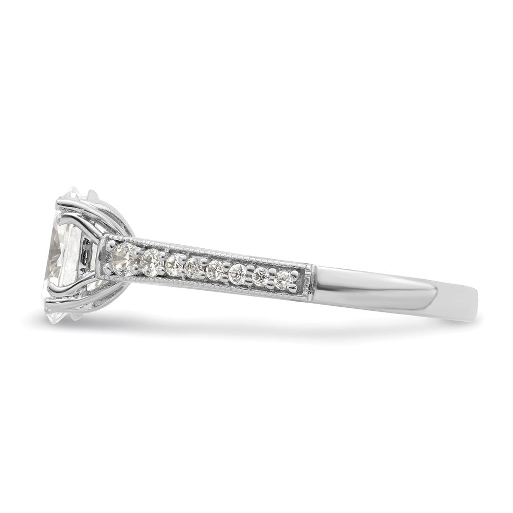 14k White Gold (Holds 1 carat (8.00x6.1mm) Oval Center) 1/5 carat Diamond Semi-Mount Engagement Ring
