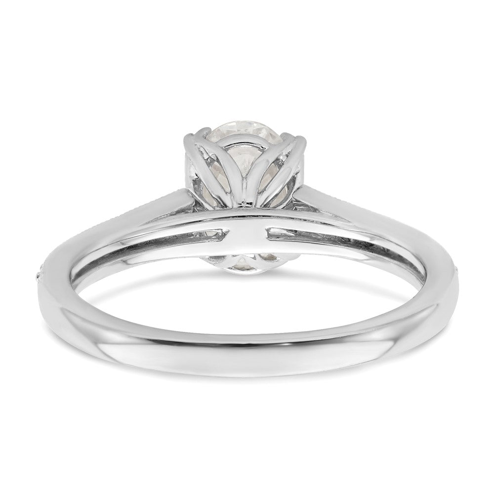 14k White Gold (Holds 1 carat (8.00x6.1mm) Oval Center) 1/5 carat Diamond Semi-Mount Engagement Ring