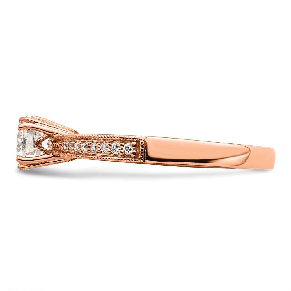 14k Rose Gold (Holds 1/2 carat (5.2mm) Round Center) 1/15 carat Diamond Semi-Mount Engagement Ring