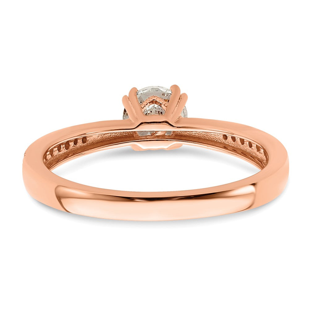 14k Rose Gold (Holds 1/2 carat (5.2mm) Round Center) 1/15 carat Diamond Semi-Mount Engagement Ring