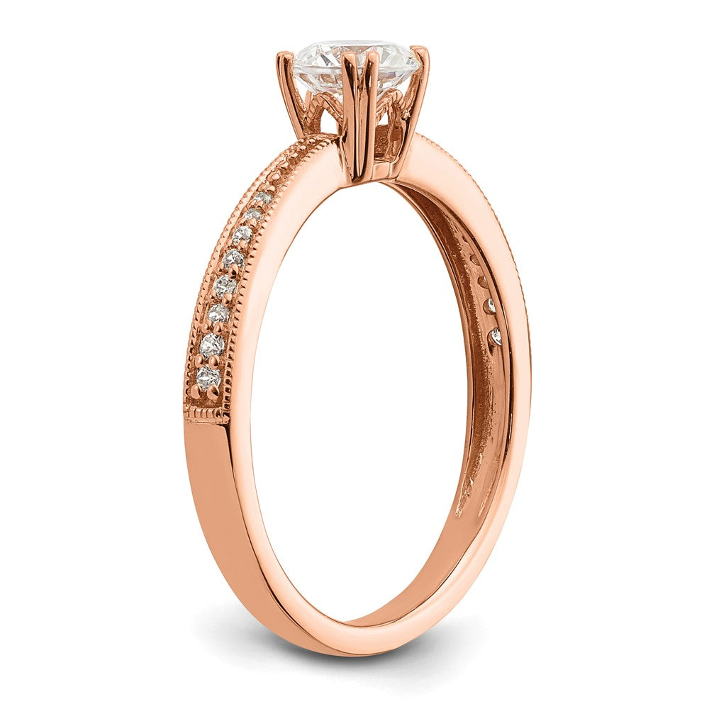 14k Rose Gold (Holds 1/2 carat (5.2mm) Round Center) 1/15 carat Diamond Semi-Mount Engagement Ring