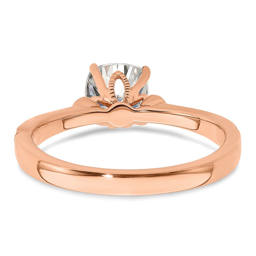 14k Rose Gold (Holds 1 carat (6.00mm) Cushion Center) 1/15 carat Diamond Semi-Mount Engagement Ring