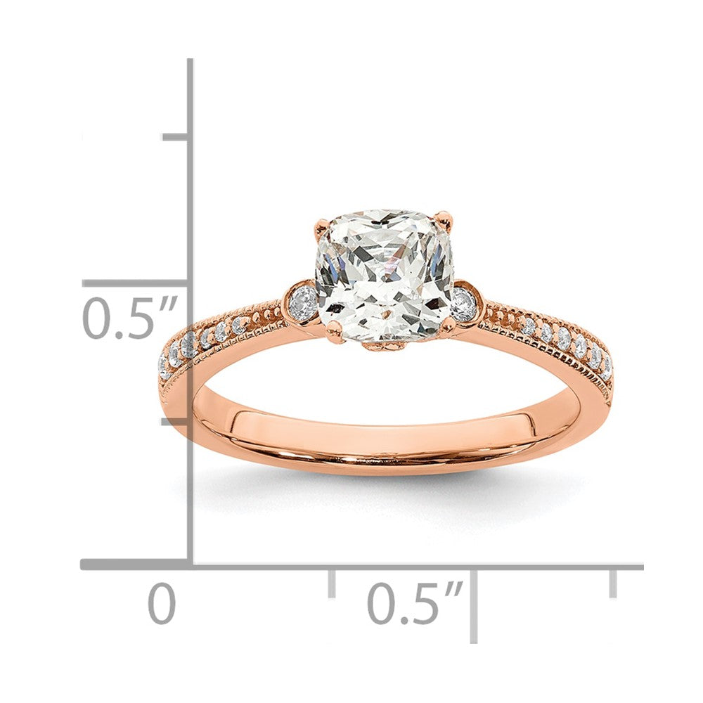 14k Rose Gold (Holds 1 carat (6.00mm) Cushion Center) 1/15 carat Diamond Semi-Mount Engagement Ring