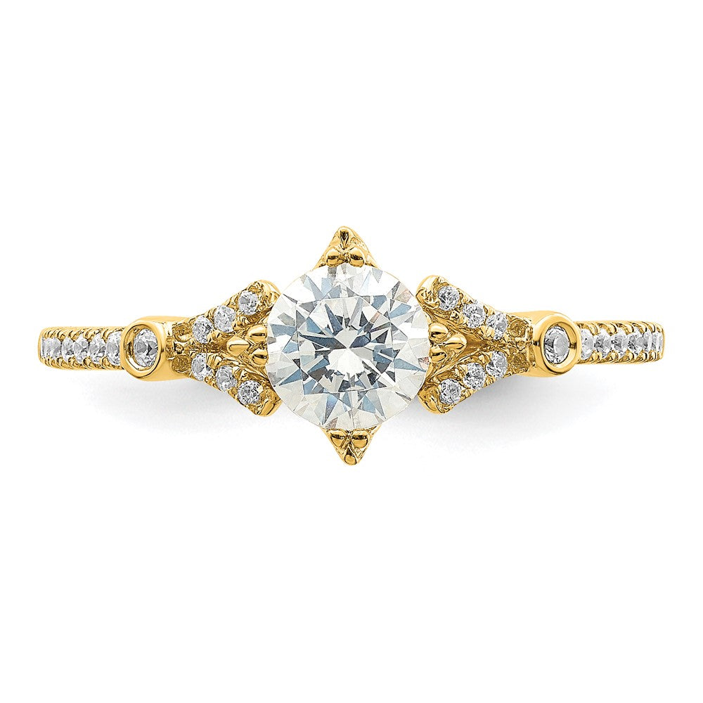 14k (Holds 1/2 carat (5.2mm) Round Center) 1/8 carat Diamond Semi-Mount Engagement Ring