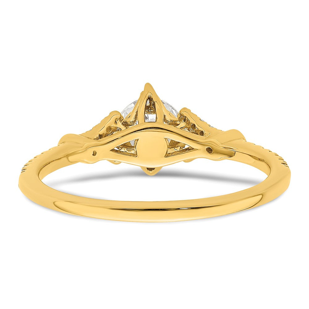 14k (Holds 1/2 carat (5.2mm) Round Center) 1/8 carat Diamond Semi-Mount Engagement Ring