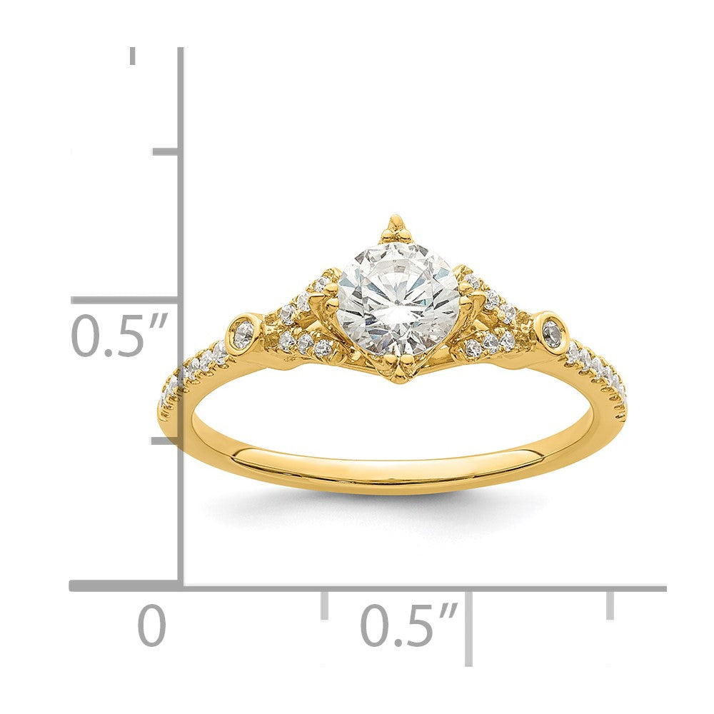14k (Holds 1/2 carat (5.2mm) Round Center) 1/8 carat Diamond Semi-Mount Engagement Ring