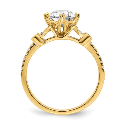 14k (Holds 1 carat (6.5mm) Round Center) 1/8 carat Diamond Semi-Mount Engagement Ring