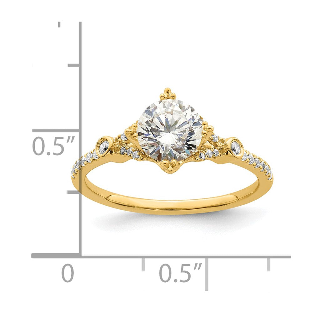 14k (Holds 1 carat (6.5mm) Round Center) 1/8 carat Diamond Semi-Mount Engagement Ring