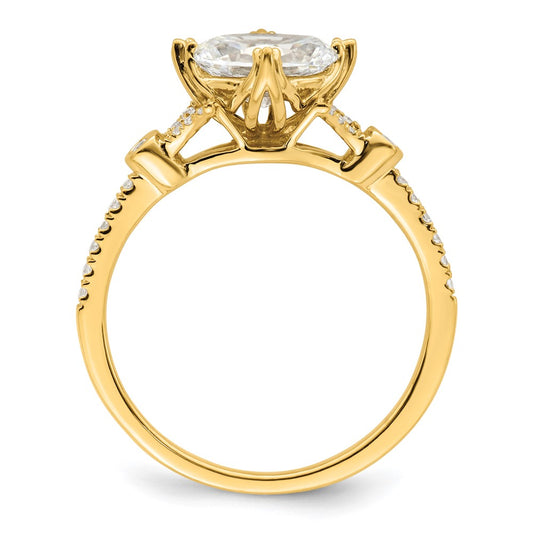 14k (Holds 1 carat (8.00x6.1mm) Oval Center) 1/8 carat Diamond Semi-Mount Engagement Ring