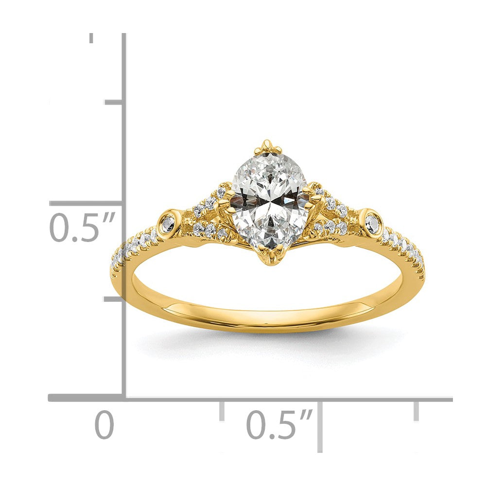 14k (Holds 1 carat (8.00x6.1mm) Oval Center) 1/8 carat Diamond Semi-Mount Engagement Ring
