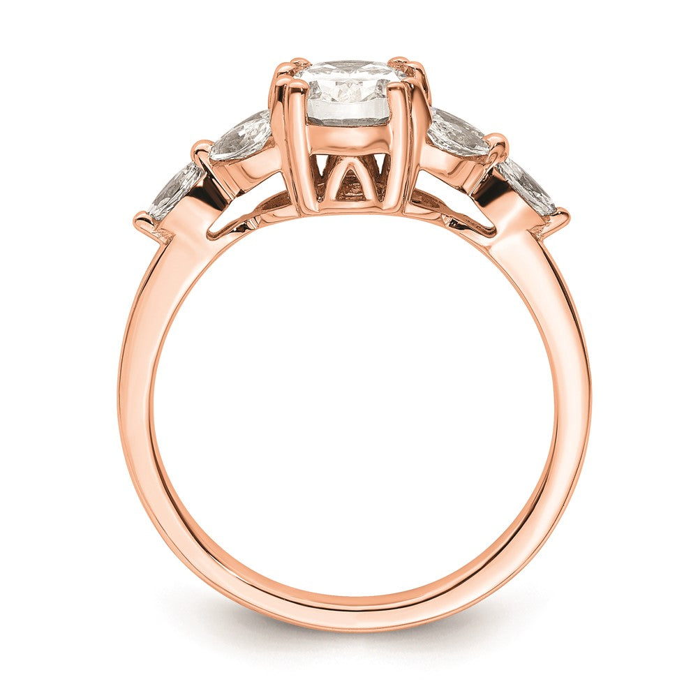14k Rose Gold (Holds 1 carat (8.00x6.1mm) Oval Center) 1/5 carat Marquise Diamond Semi-Mount Engagement Ring