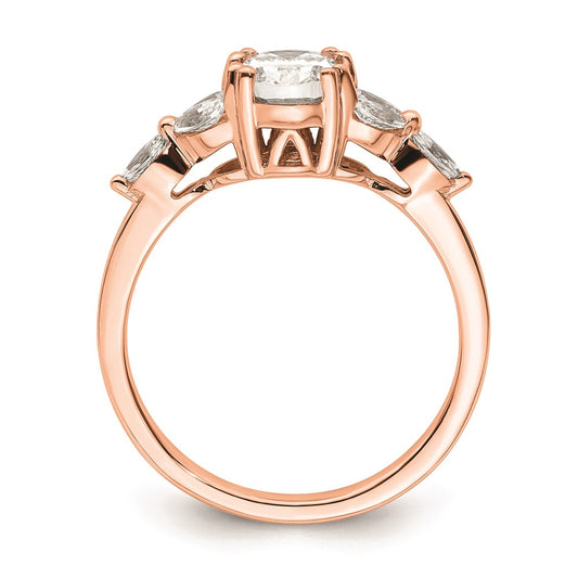 14k Rose Gold (Holds 1 carat (8.00x6.1mm) Oval Center) 1/5 carat Marquise Diamond Semi-Mount Engagement Ring
