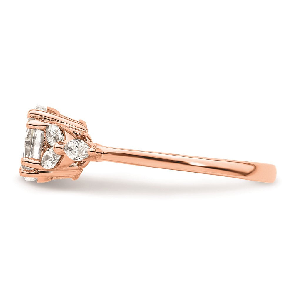 14k Rose Gold (Holds 1 carat (8.00x6.1mm) Oval Center) 1/5 carat Marquise Diamond Semi-Mount Engagement Ring