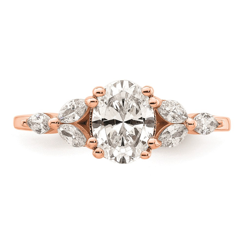 14k Rose Gold (Holds 1 carat (8.00x6.1mm) Oval Center) 1/5 carat Marquise Diamond Semi-Mount Engagement Ring