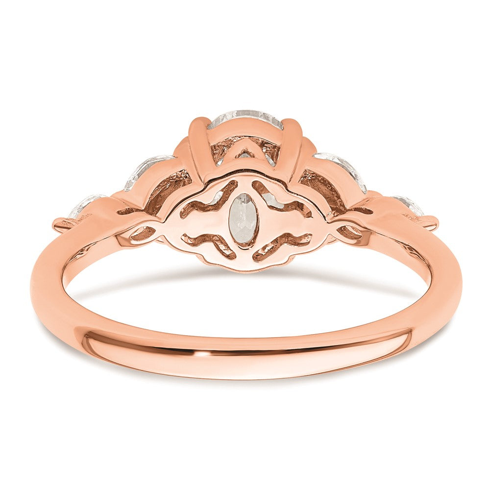 14k Rose Gold (Holds 1 carat (8.00x6.1mm) Oval Center) 1/5 carat Marquise Diamond Semi-Mount Engagement Ring