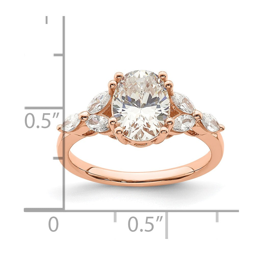 14k Rose Gold (Holds 1.5 carat (9.2x6.9mm) Oval Center) 1/3 carat Marquise Diamond Semi-Mount Engagement Ring