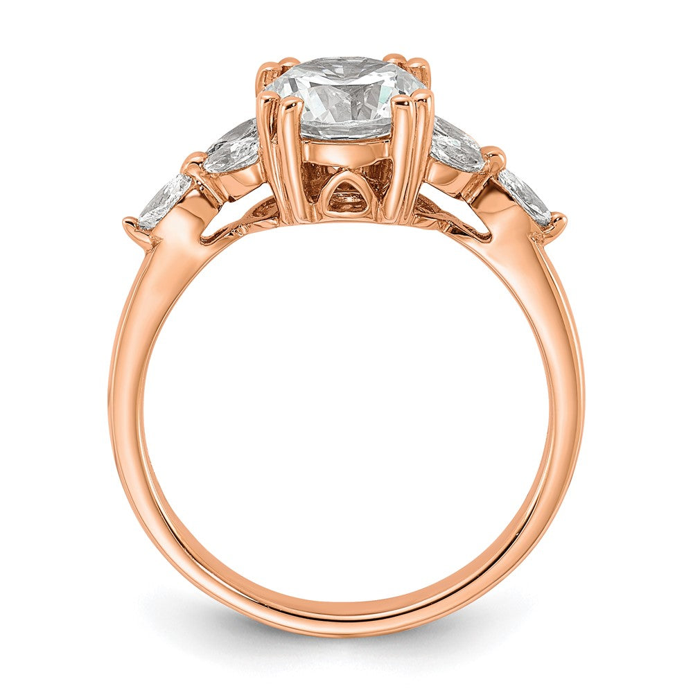 14k Rose Gold (Holds 1.5 carat (7.5mm) Round Center) 1/5 carat Marquise Diamond Semi-Mount Engagement Ring