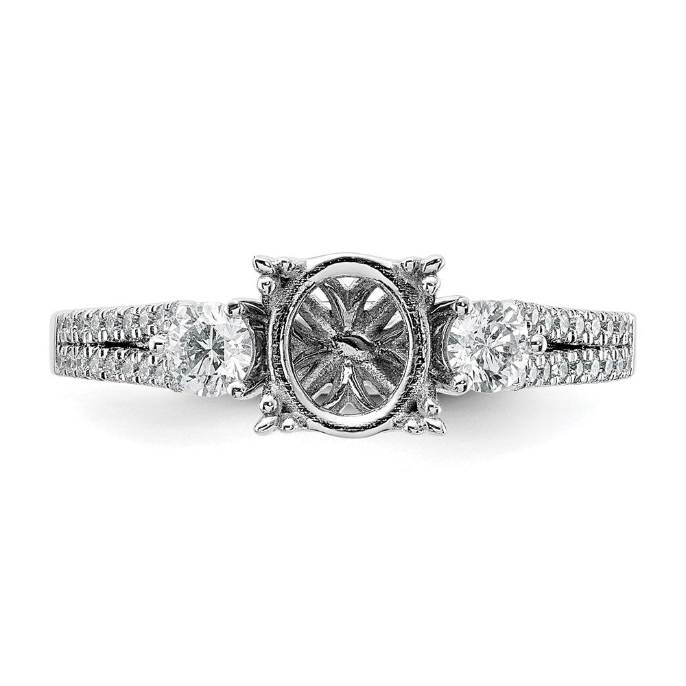 14k White Gold 3/8 carat Lab Grown Diamond VS/SI+ G+ 1 carat Center Oval Semi Mount Engagement Ring