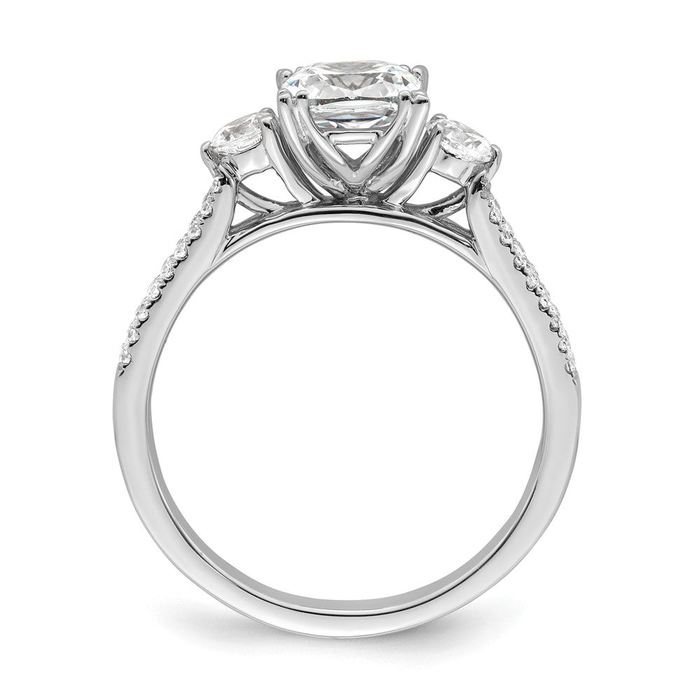 14k White Gold 3/4 carat Lab Grown Diamond VS/SI+ G+ 1 carat Center Cushion Semi Mount Engagement Ring
