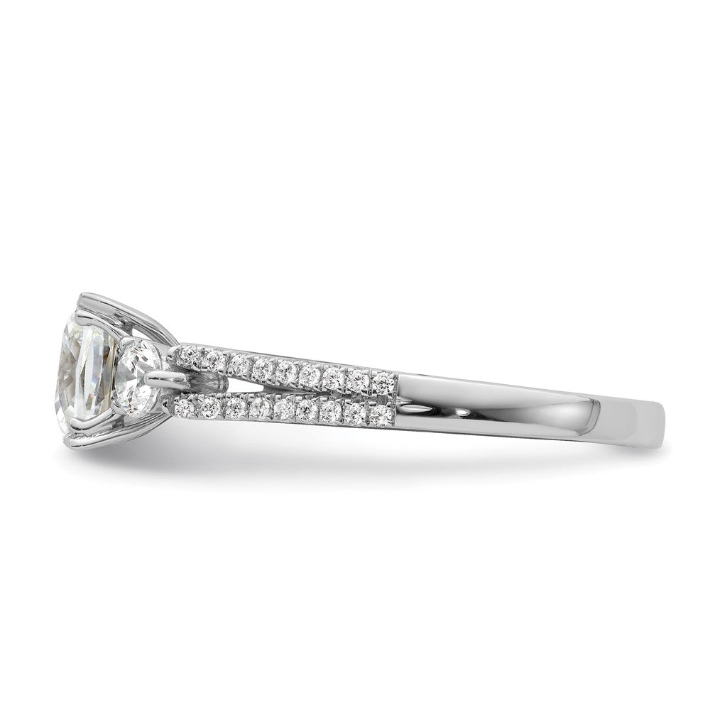 14k White Gold 3/4 carat Lab Grown Diamond VS/SI+ G+ 1 carat Center Cushion Semi Mount Engagement Ring