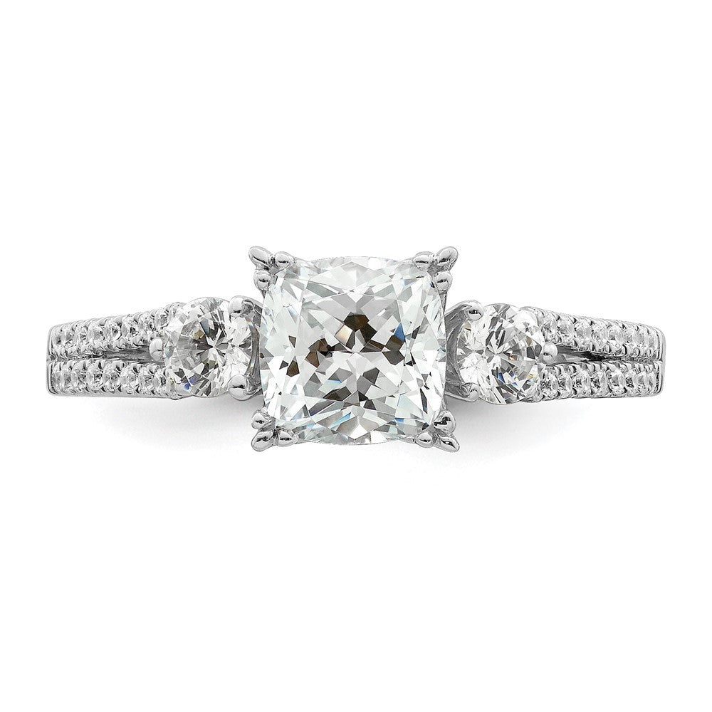 14k White Gold 3/4 carat Lab Grown Diamond VS/SI+ G+ 1 carat Center Cushion Semi Mount Engagement Ring