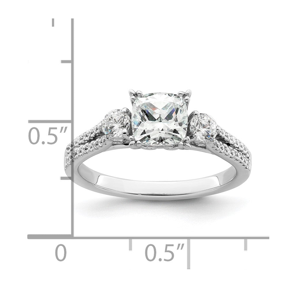 14k White Gold 3/4 carat Lab Grown Diamond VS/SI+ G+ 1 carat Center Cushion Semi Mount Engagement Ring