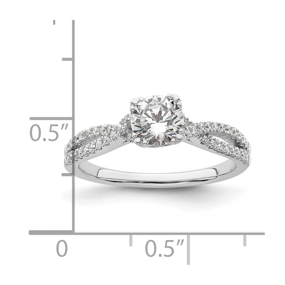 14k White Gold Criss-Cross (Holds 3/4 carat (5.8mm) Round Center) 1/5 carat Diamond Semi-Mount Engagement Ring