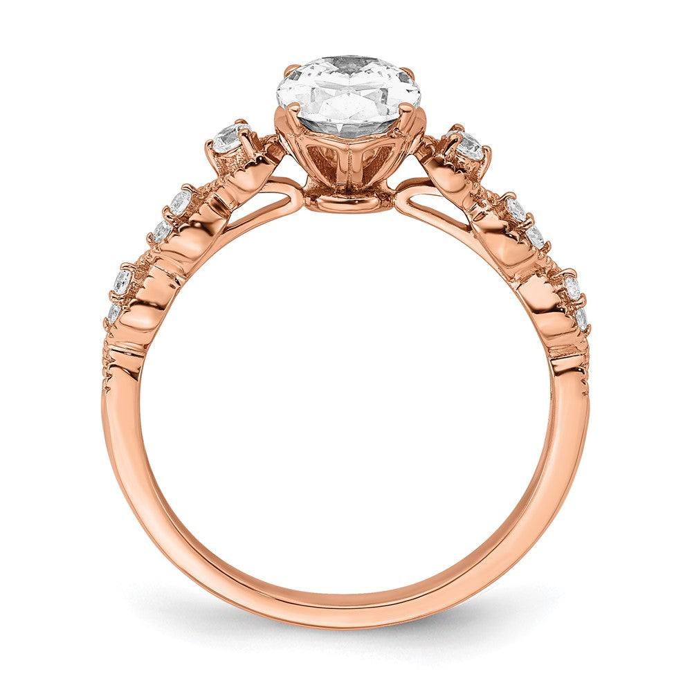 14k Rose Gold (Holds 1 carat (8.00x6.1mm) Oval Center) 1/8 carat Diamond Semi-Mount Engagement Ring