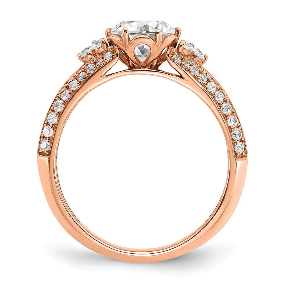 14k Rose Gold (Holds 1 carat (6.5mm) Round Center) 1/3 carat Diamond Semi-Mount Engagement Ring