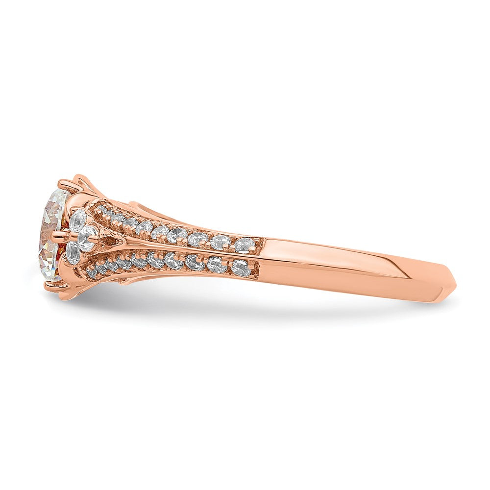 14k Rose Gold (Holds 1 carat (6.5mm) Round Center) 1/3 carat Diamond Semi-Mount Engagement Ring