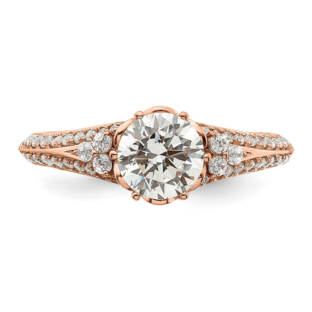 14k Rose Gold (Holds 1 carat (6.5mm) Round Center) 1/3 carat Diamond Semi-Mount Engagement Ring