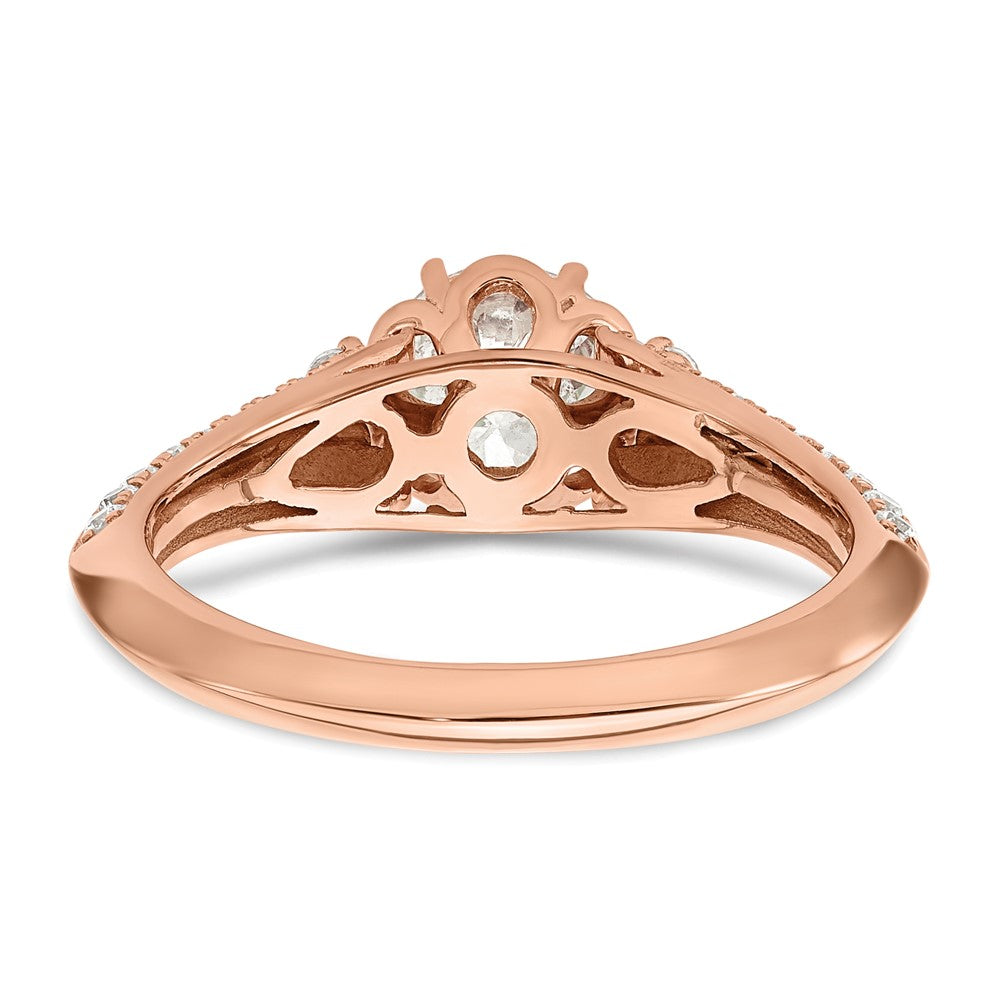 14k Rose Gold (Holds 1 carat (6.5mm) Round Center) 1/3 carat Diamond Semi-Mount Engagement Ring