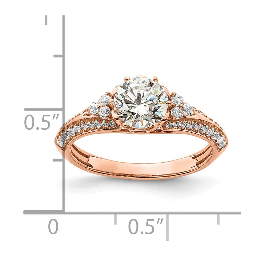 14k Rose Gold (Holds 1 carat (6.5mm) Round Center) 1/3 carat Diamond Semi-Mount Engagement Ring